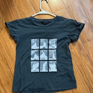 All Saints Women’s Black Graphic T-Shirt with White Design